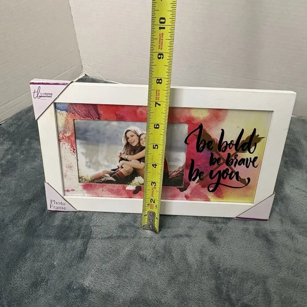 Trueliving Essentials White Wood Photo Frame With Phrase Holds 4x6 Photo